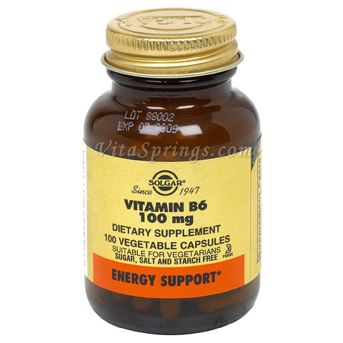 Vitamin B6 100 mg, 100 Vegetable Capsules, Solgar