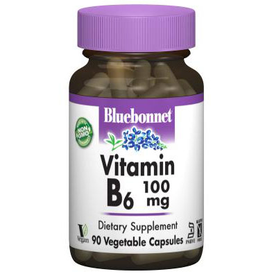 Vitamin B6 100 mg, 90 Vegetable Capsules, Bluebonnet Nutrition