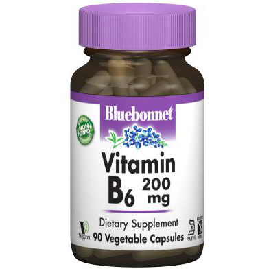 Vitamin B6 200 mg, 90 Vegetable Capsules, Bluebonnet Nutrition