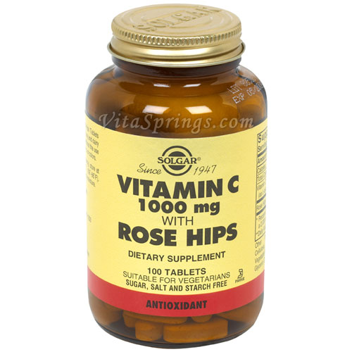 Vitamin C 1000 mg with Rose Hips, 100 Tablets, Solgar