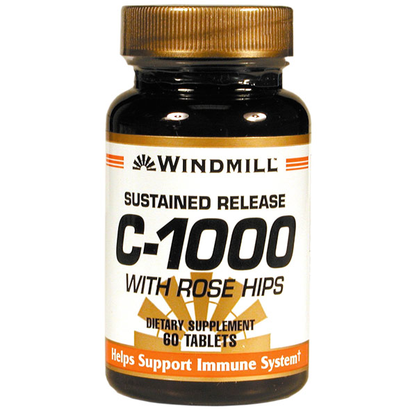Vitamin C 1000 mg with Rose Hips SR, 60 Tablets, Windmill Health Products