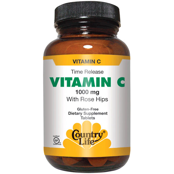 Country Life Vitamin C 1000 w/Rose Hips Time Release 90 Tablets, Country Life