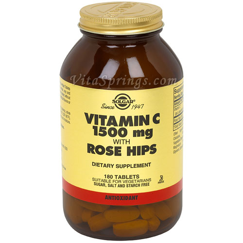 Vitamin C 1500 mg with Rose Hips, 180 Tablets, Solgar