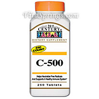 Vitamin C 500 mg 250 Tablets, 21st Century Health Care
