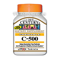 Vitamin C 500 mg Chewable Orange 110 Tablets, 21st Century Health Care