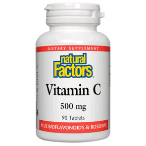 Vitamin C 500 mg with Rosehips, Bioflavonoids, Hesperidin & Rutin, 90 Tablets, Natural Factors