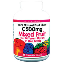 Vitamin C 500mg Mixed Fruit Chewable 180 Tablets, Natural Factors