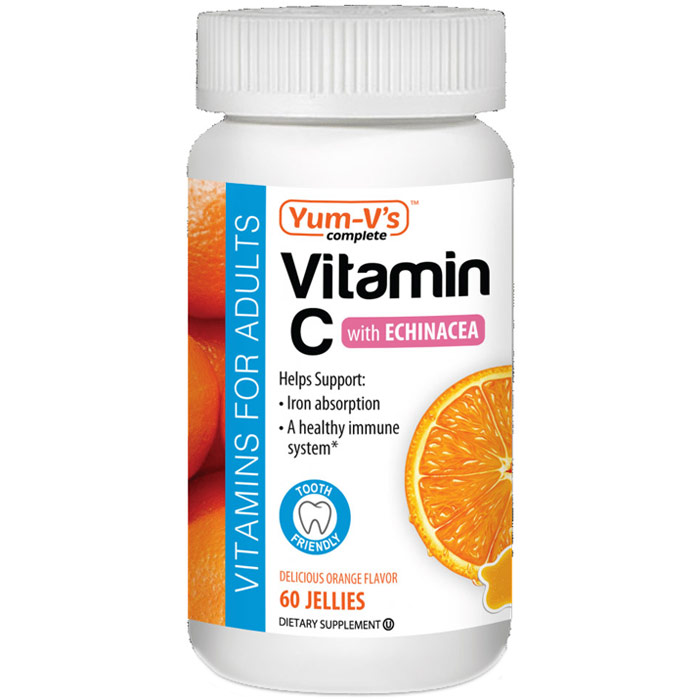 Chewable Vitamin C with Echinacea for Adults, Orange Flavor, 60 Jellies, Yum-Vs Complete