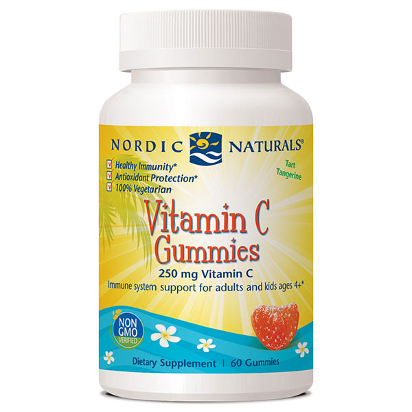 Vitamin C Gummies for Adults and Kids - Tart Tangerine, 60 Gummies, Nordic Naturals