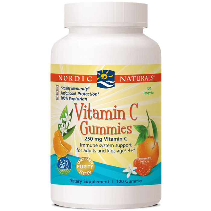 Vitamin C Gummies - Tart Tangerine, 250 mg, 120 Gummies, Nordic Naturals