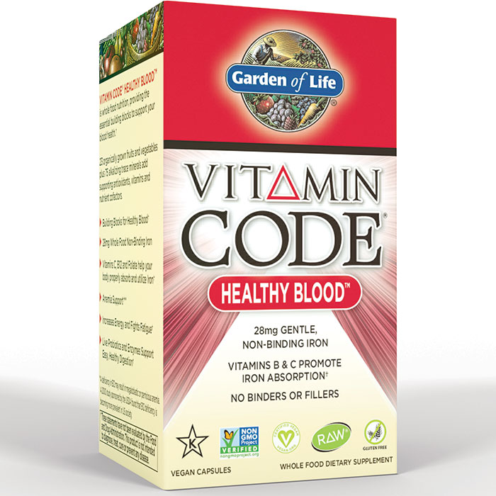 Vitamin Code Healthy Blood, RAW Whole Food Formula, 60 Vegan Capsules, Garden of Life