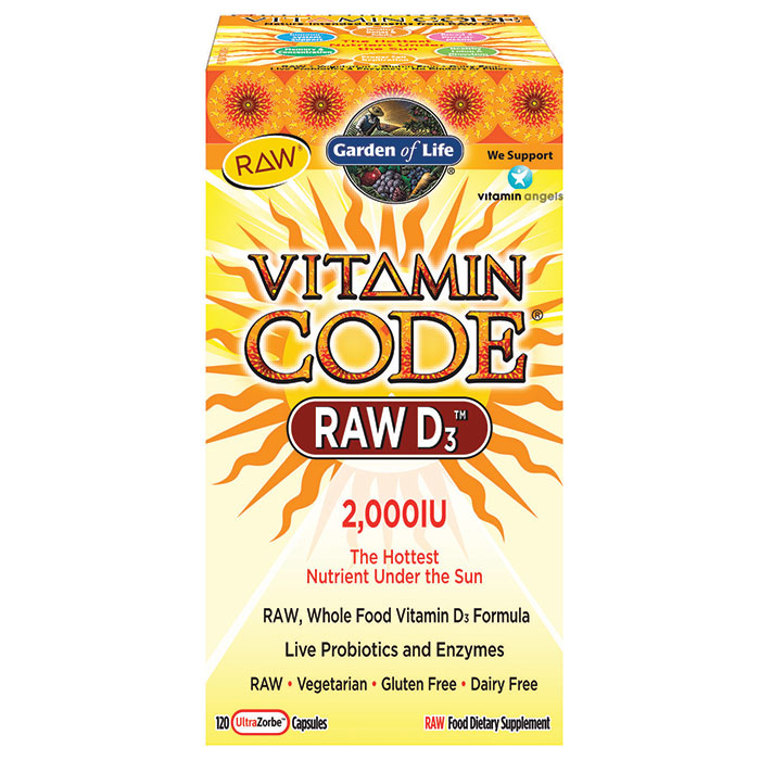 Vitamin Code RAW D3 2000 IU, Whole Food Vitamin D, 120 Vegetarian Capsules, Garden of Life