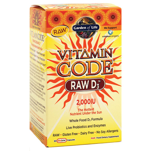 Vitamin Code, Raw D3, 2,000 IU, 60 Capsules, Garden of Life