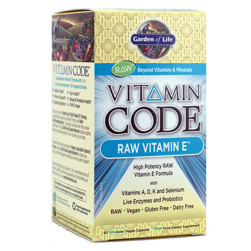 Vitamin Code, Raw Vitamin E, 60 Veggie Caps, Garden of Life