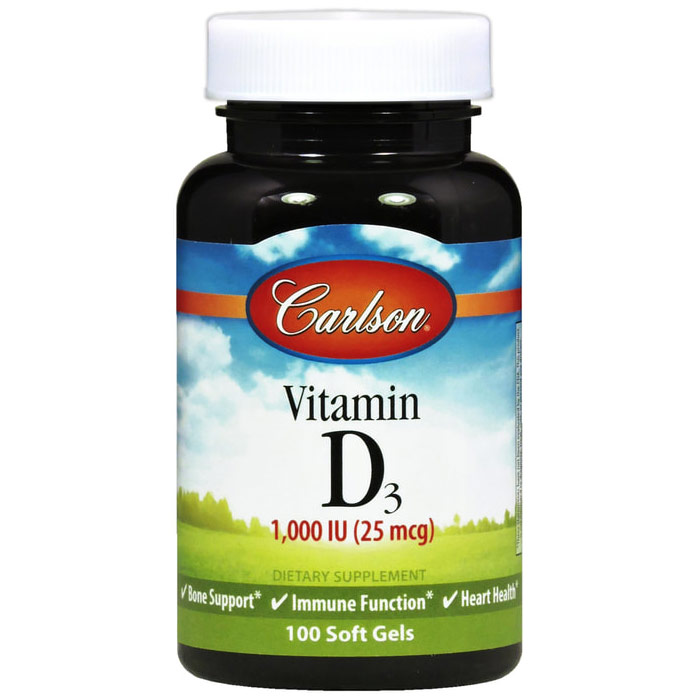 Vitamin D 1000 IU 100 softgels, Carlson Day of Health 104 s
