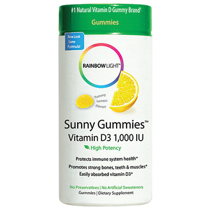 Vitamin D 1000 IU Chewable Sunny Gummies for Adults, 50 Chews, Rainbow Light