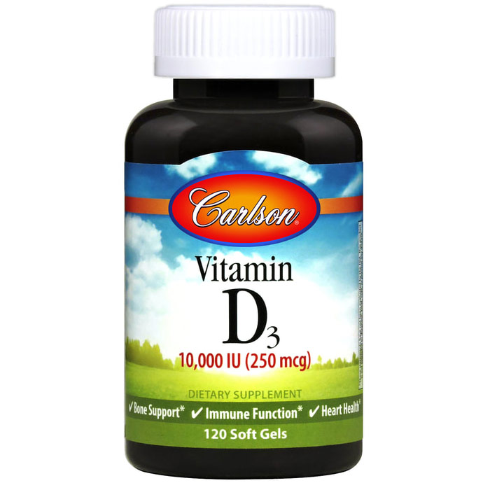 Vitamin D 10,000 IU, 120 Softgels, Carlson Labs