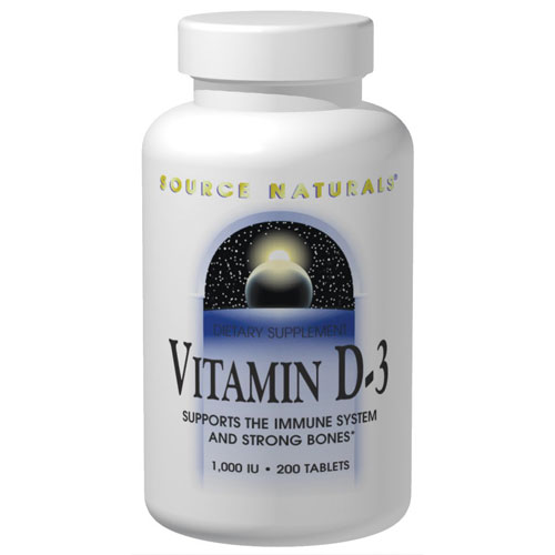 Vitamin D-3 5000 IU, 200 Softgels, Source Naturals
