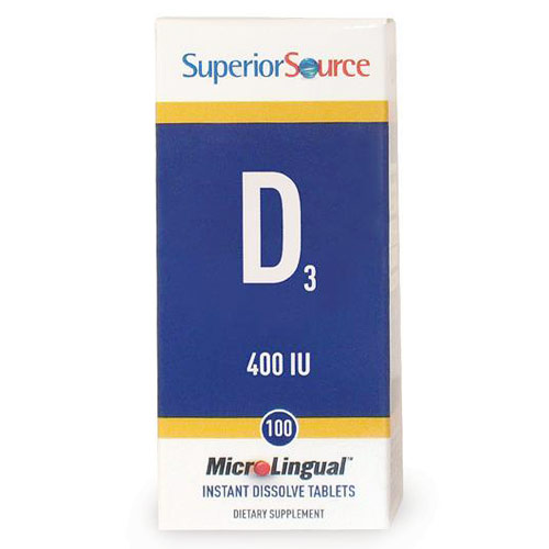 Vitamin D3 400 IU (as Cholecalciferol), 100 Instant Dissolve Tablets, Superior Source