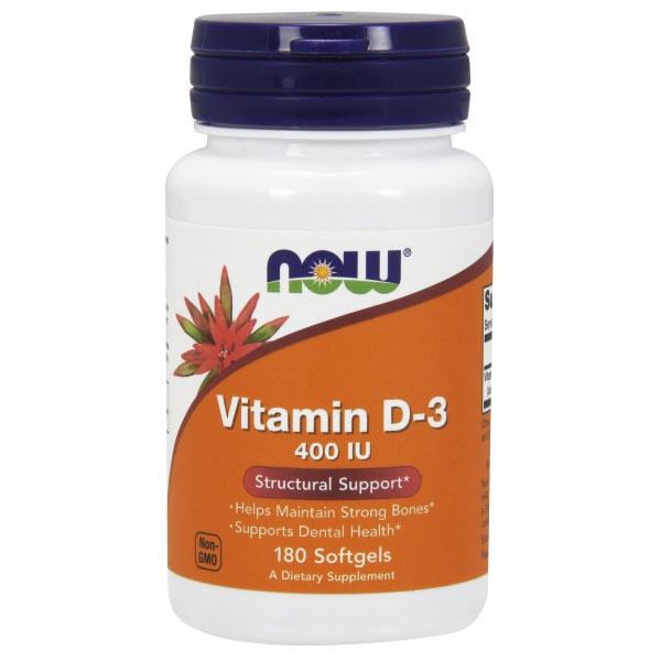 Vitamin D-3 400 IU, 180 Softgels, NOW Foods