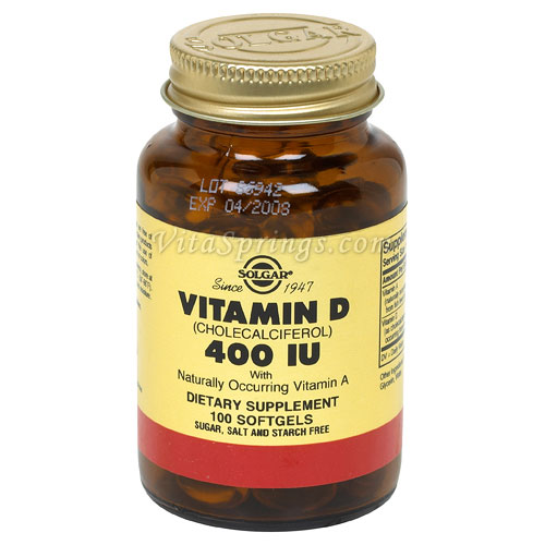 Vitamin D 400 IU (Cholecalciferol), 100 Softgels, Solgar