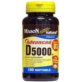 Vitamin D 5000 IU, 100 Softgels, Mason Natural