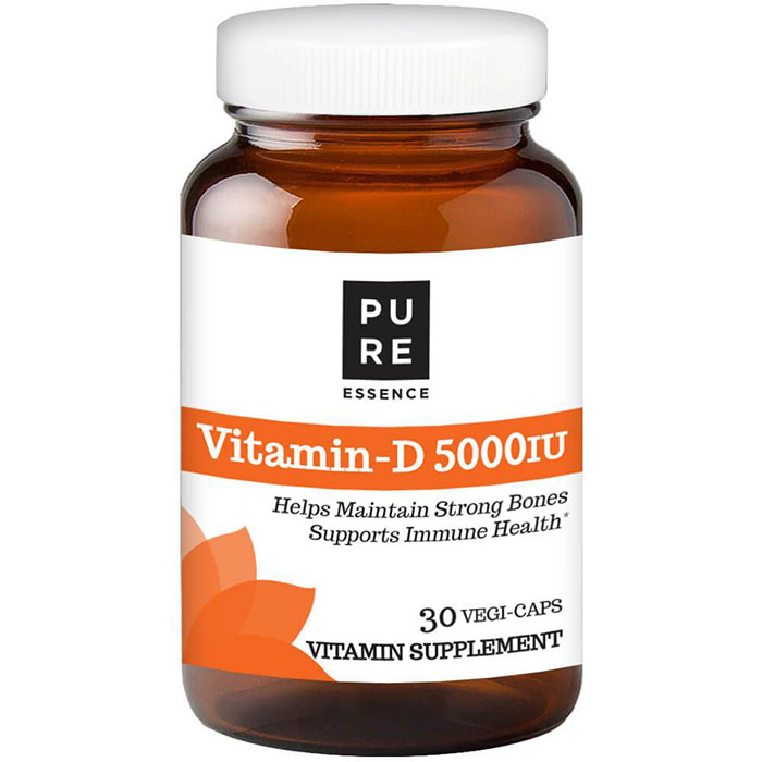 Vitamin-D 5000 IU D3, 30 Vegetarian Capsules, Pure Essence Labs