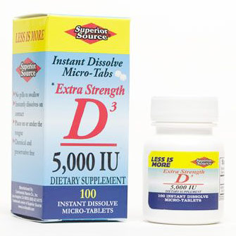 Vitamin D3 5000 IU, Extra Strength, 100 Instant Dissolve Tablets, Superior Source