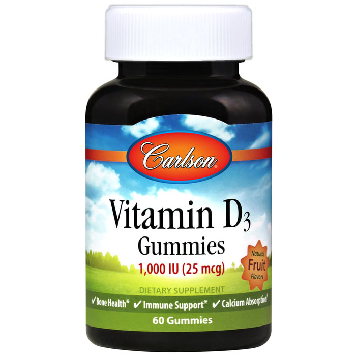 Vitamin D Gummies, Chewable D3 1000 IU, 60 Gummies, Carlson Labs