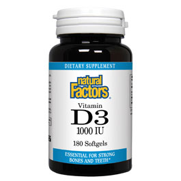 Vitamin D3 1000 IU, 180 Softgels, Natural Factors