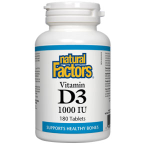 Vitamin D3 1000 IU, 180 Tablets, Natural Factors