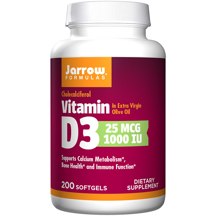 Vitamin D3 1000 IU Cholecalciferol, 200 Softgels, Jarrow Formulas
