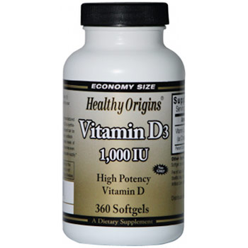Vitamin D3 1000 IU, 360 Softgels, Healthy Origins