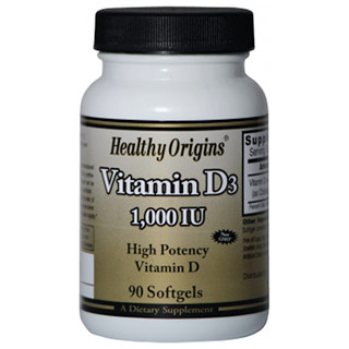 Vitamin D3 1000 IU, 90 Softgels, Healthy Origins