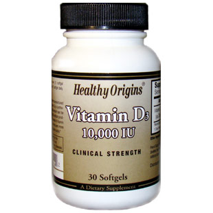 Vitamin D3, 10,000 IU, 30 Softgels, Healthy Origins