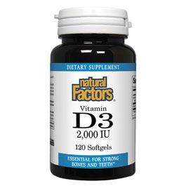 Vitamin D3 2000 IU, 120 Softgels, Natural Factors