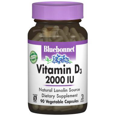 Vitamin D3 2000 IU, 180 Vegetable Capsules, Bluebonnet Nutrition