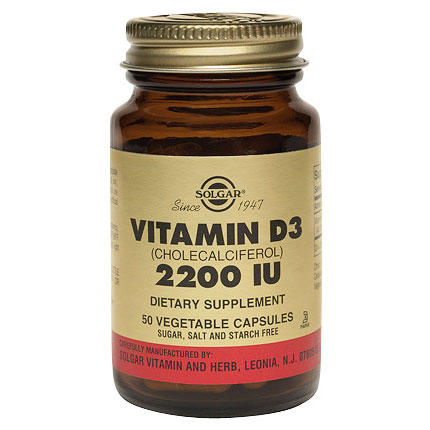Vitamin D3 2200 IU (Cholecalciferol), 100 Vegetable Capsules, Solgar