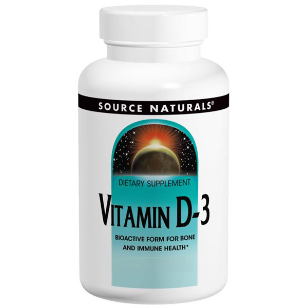Vitamin D-3 5000 IU Caps, 120 Capsules, Source Naturals