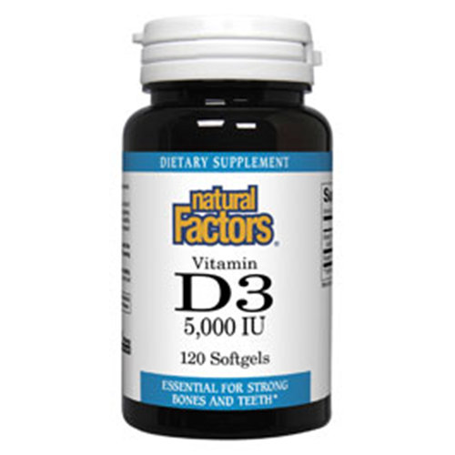 Vitamin D3 5000 IU, 120 Softgels, Natural Factors