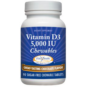 Vitamin D3 5,000 IU Chewables, Chocolate, 90 Chewable Tablets, Enzymatic Therapy
