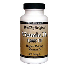 Vitamin D3 5000IU, 120 Softgels, Healthy Origins