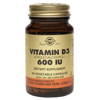 Vitamin D3 600 IU (Cholecalciferol), 120 Vegetable Capsules, Solgar