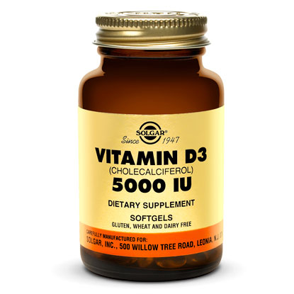 Vitamin D3 (Cholecalciferol) 5000 IU, 100 Softgels, Solgar