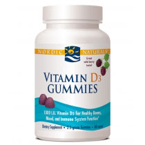 Vitamin D3 Gummies 1000 IU - Wild Berry, 120 Gummies, Nordic Naturals