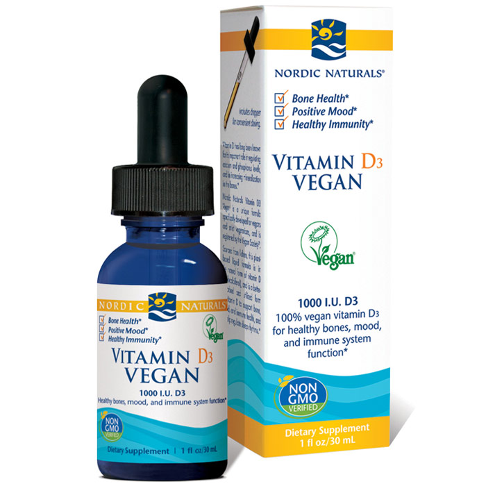 Vitamin D3 Vegan Liquid, Dropper for Easy Dosing, 1 oz, Nordic Naturals