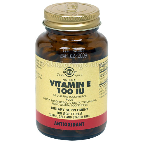 Vitamin E 100 IU Mixed (100 IU d-Alpha Tocopherols & Mixed Tocopherols), 100 Softgels, Solgar