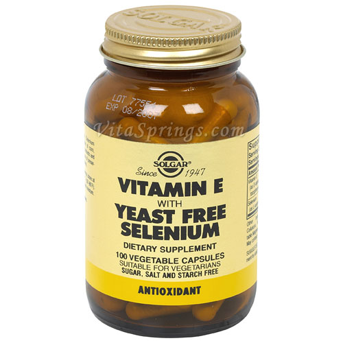 Vitamin E with Yeast-Free Selenium, 100 Vegetable Capsules, Solgar