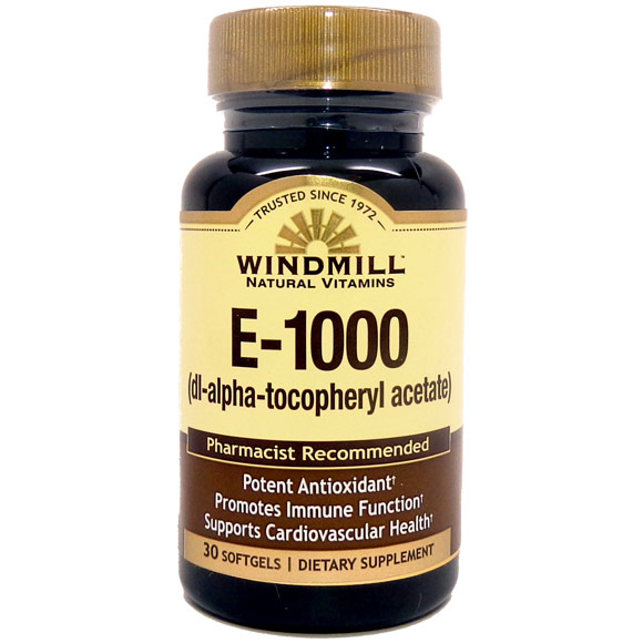 Vitamin E 1000 IU, 30 Softgels, Windmill Health Products