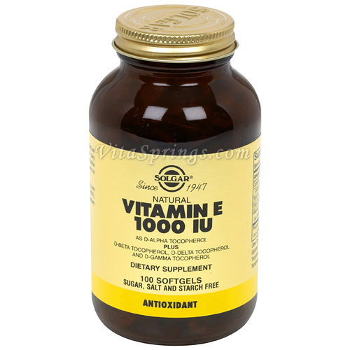 Vitamin E 1000 IU Mixed (1000 IU d-Alpha Tocopherols & Mixed Tocopherols), 100 Softgels, Solgar